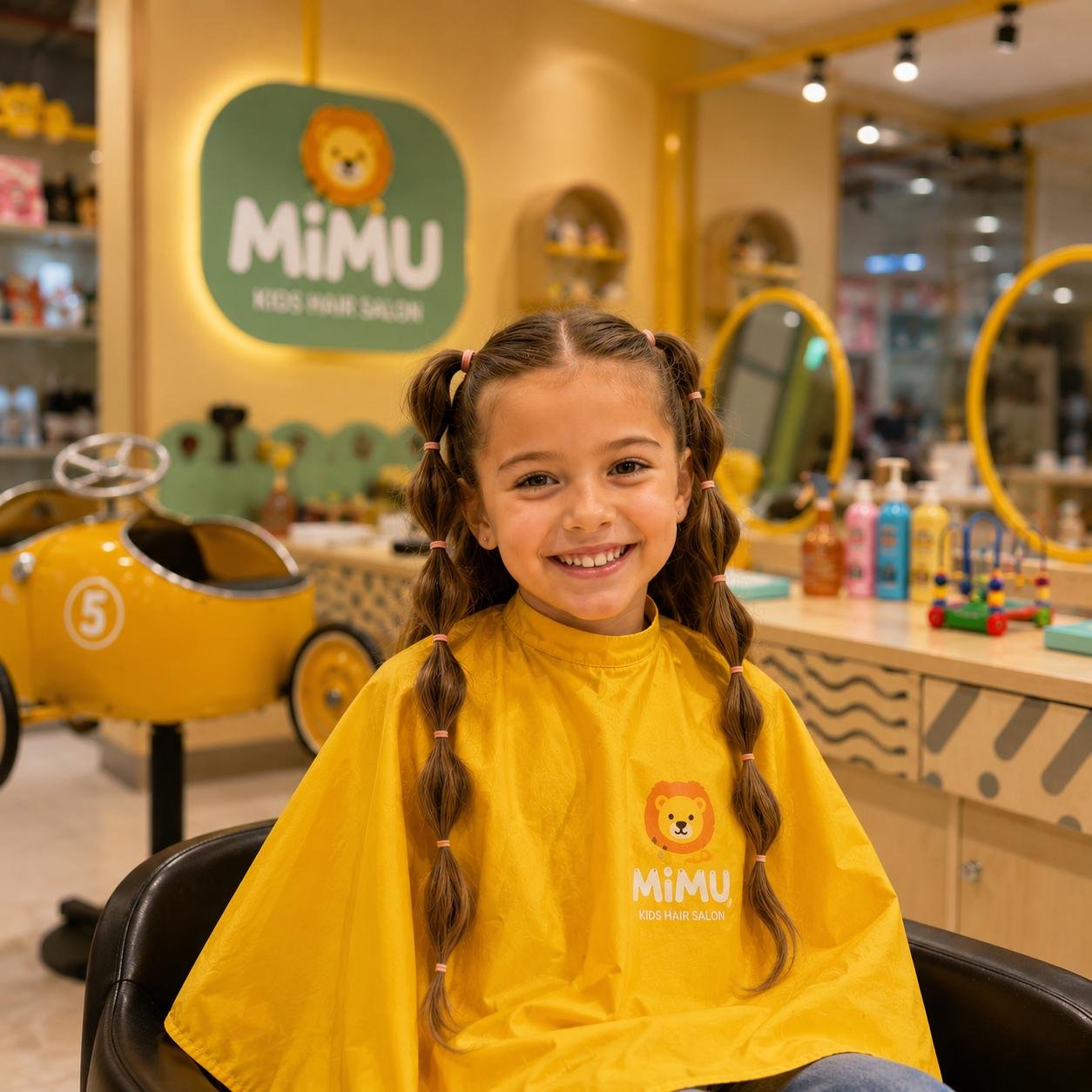Niña con trenzas realizadas en Mimu Kids
